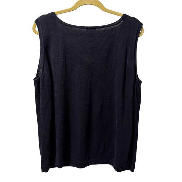 Talbots Womens Petite Linen Sleeveless Top 3XP Navy Blue vest - Picture 7 of 11